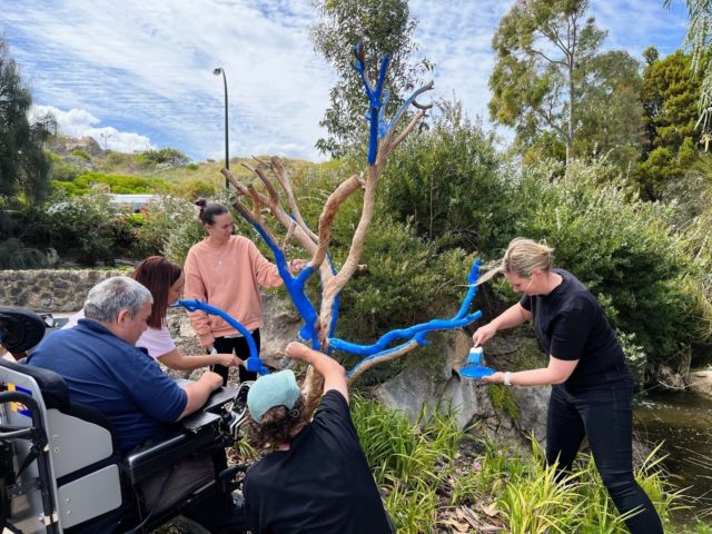 Staff & customers at Rocky Bay (Mosman Park) hub got a bit creative for #MentalHealthWeek! 💙⁠
⁠
Rock Bay offer a comprehensive range of NDIS therapies and specialty services and celebrate potential in all its amazing uniqueness. The team at Rocky Bay said “We are excited to be supporting the important message behind the Blue Tree Project, and we're ready to partner with our customers, carers and staff to kick the stigma around mental illness”.⁠