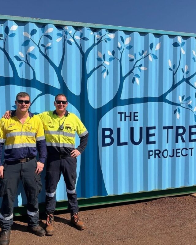 Proof a shipping container can carry more than just cargo 👷⁠
⁠
WA artist Stephen Boucher from @pindariwa has painted a striking Blue Tree mural at Rio Tinto’s Paraburdoo Operations Mine. A bold reminder to take five and check in on yourself and the crew, on and off-site. ⁠
⁠
Whether its a convo with a mate, a chat with your boss, or a session with a psych, offloading stops it from piling up inside. ⁠
⁠
Looking for ideas for your own Blue Tree? View our website to help get you started!⁠
⁠
📍 Paraburdoo, Pilbara WA
