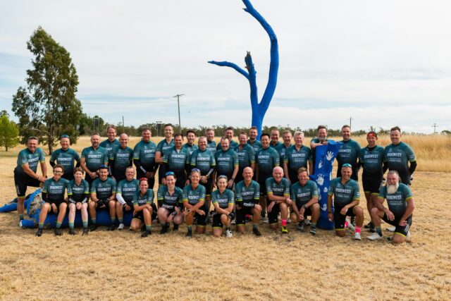 A flat tyre doesn't mean it's the end of the ride - it just takes care, support and a bit of time to get rolling again 🚲 

The @ridewestaust crew have just wrapped up an incredible eight day journey, riding 1,311km through remote Queensland to raise funds for @rfdsqld regional mental health services. 

Inspired by a talk from our ambassador @theunbreakablefarmer at their 'Long Lunch', they made a point to stop at blue trees along the way, taking moments to connect over the the experience so far.

Thanks for stopping by, and congratulations on creating a huge impact on so many lives 💙

📍  Muckadilla, QLD