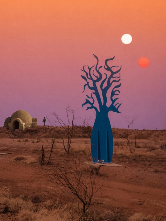 Can you guess where this blue tree is located? 👀 

This one's in a dry, sandy climate where moisture farming is a way of life for the locals. 

It’s known for its chaotic, high-speed podracing scene and orbits not one...but two suns

Think you know where it is? Drop your guess in the comments.

May the 4th be with you! 😉 🌌 🚀